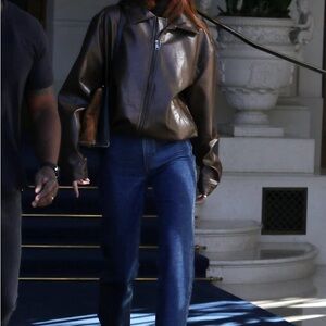 Elegant Brown Leather Jacket for Women